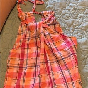 Plaid pink and blue blouse